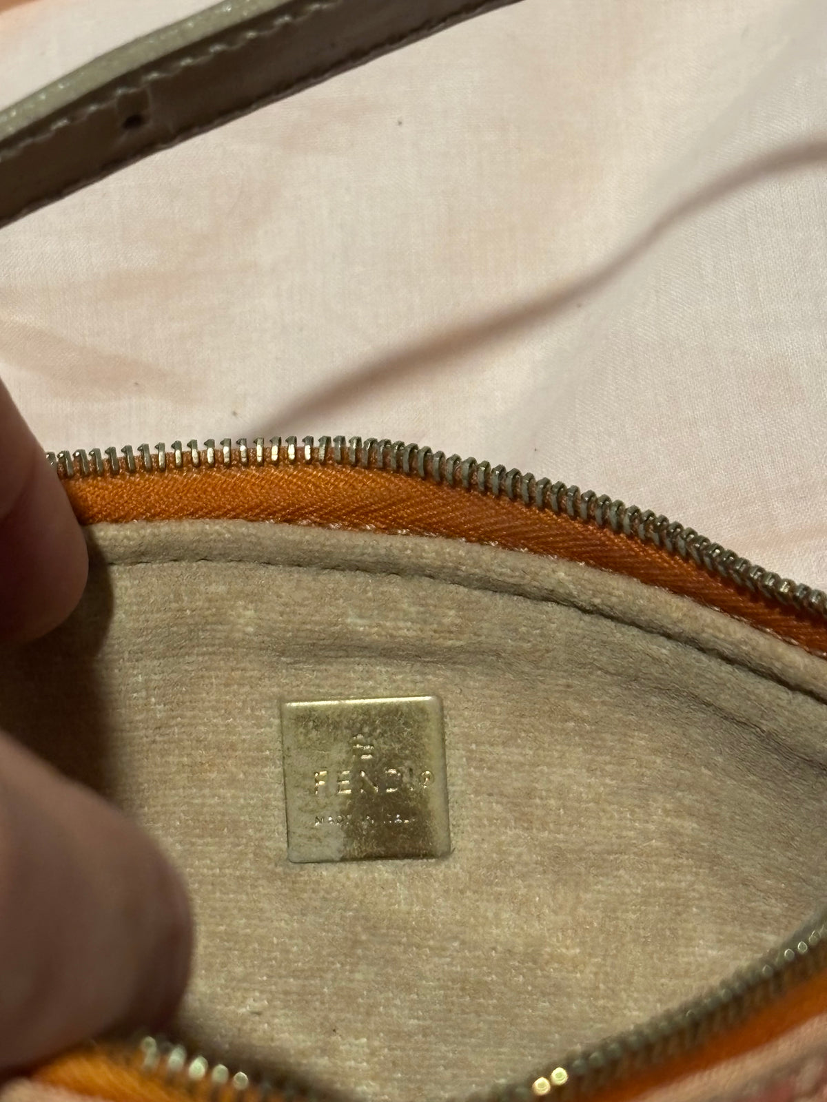 Vintage Fendi  monogram shoulder bag in cream & orange