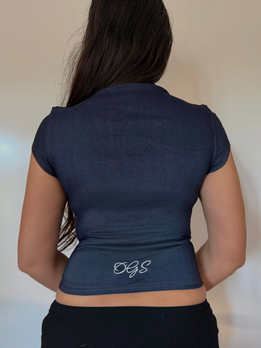Denim hook & clasp top