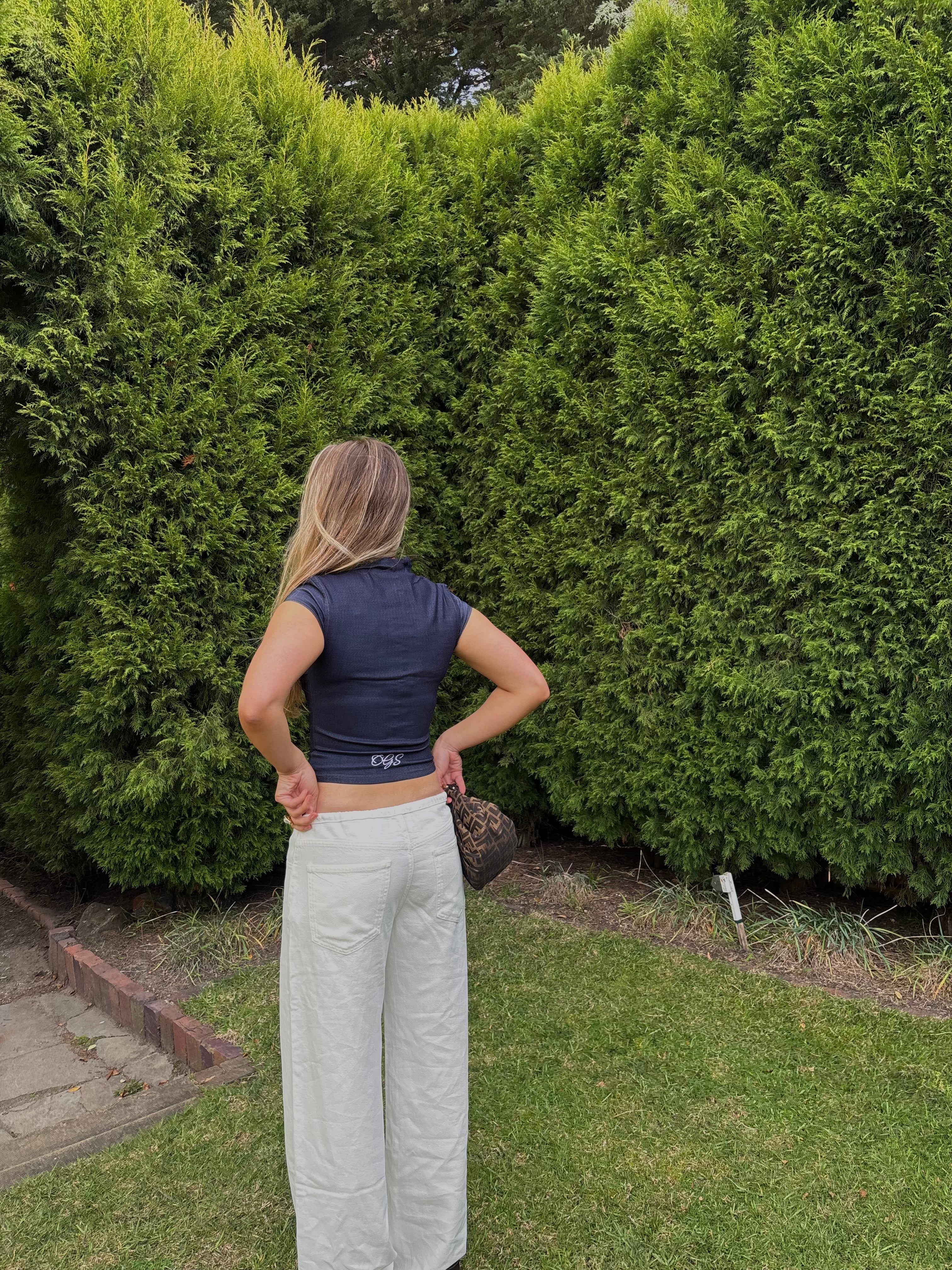 Dottie denim look clasp top
